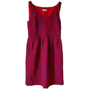 Moschino Sleeveless V-Neck Fit/Flare Dress - Red/Purple - 12